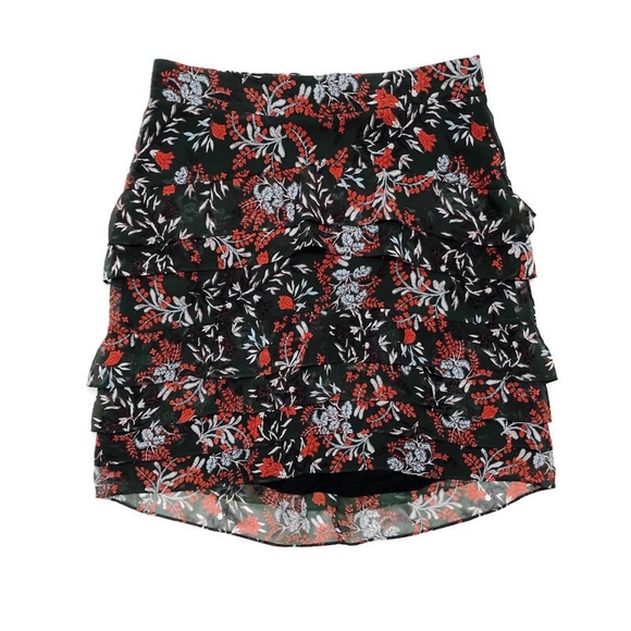 Maje Jerkita Floral Print Tiered Ruffle Skirt - Picture 6 of 8